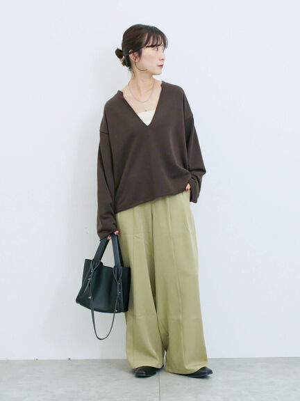 ◎裏毛深Vネックプルオーバー(グレー/ダークブラウン/ブルー)|Samansa Mos2 blue(サマンサモスモス ブルー)通販