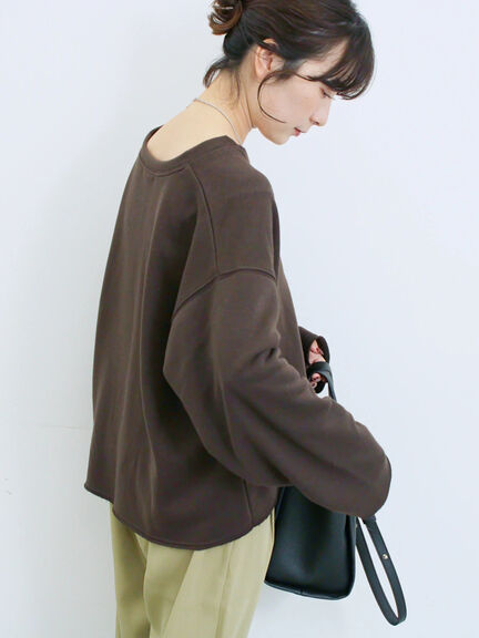 ◎裏毛深Vネックプルオーバー(グレー/ダークブラウン/ブルー)|Samansa Mos2 blue(サマンサモスモス ブルー)通販