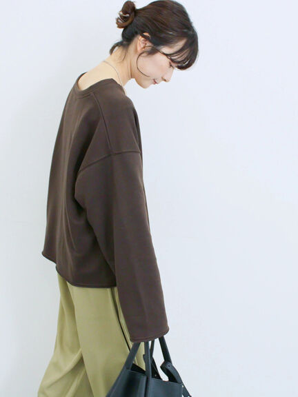 ◎裏毛深Vネックプルオーバー(グレー/ダークブラウン/ブルー)|Samansa Mos2 blue(サマンサモスモス ブルー)通販