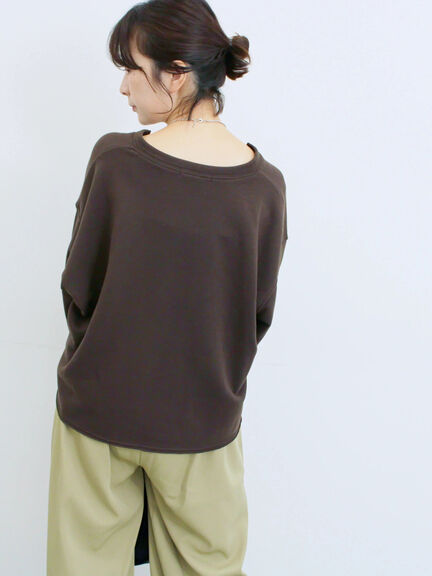 ◎裏毛深Vネックプルオーバー(グレー/ダークブラウン/ブルー)|Samansa Mos2 blue(サマンサモスモス ブルー)通販