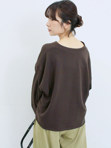 ◎裏毛深Vネックプルオーバー(グレー/ダークブラウン/ブルー)|Samansa Mos2 blue(サマンサモスモス ブルー)通販