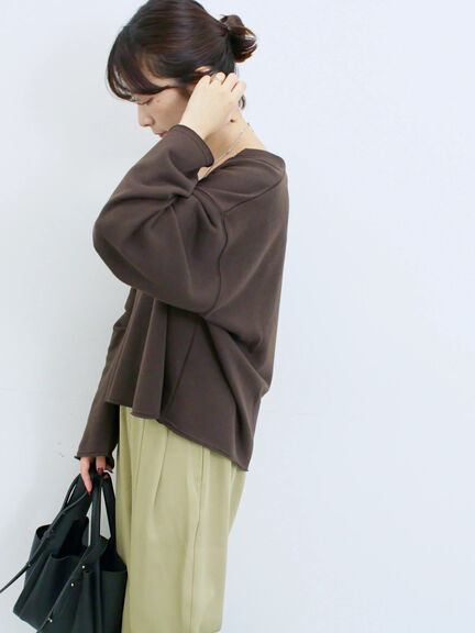 ◎裏毛深Vネックプルオーバー(グレー/ダークブラウン/ブルー)|Samansa Mos2 blue(サマンサモスモス ブルー)通販