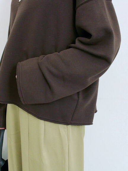 ◎裏毛深Vネックプルオーバー(グレー/ダークブラウン/ブルー)|Samansa Mos2 blue(サマンサモスモス ブルー)通販