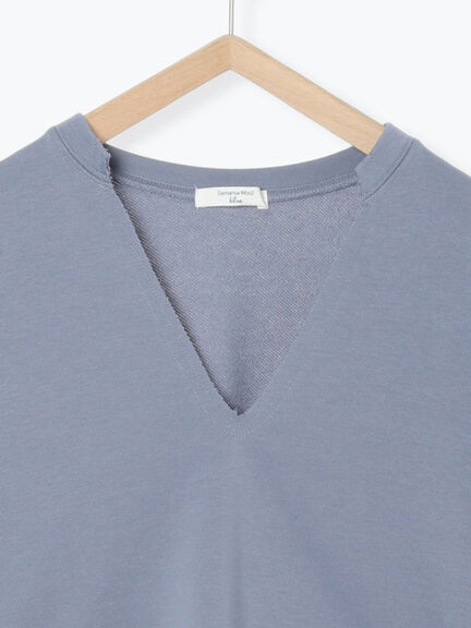 ◎裏毛深Vネックプルオーバー(グレー/ダークブラウン/ブルー)|Samansa Mos2 blue(サマンサモスモス ブルー)通販