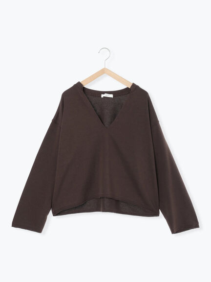 ◎裏毛深Vネックプルオーバー(グレー/ダークブラウン/ブルー)|Samansa Mos2 blue(サマンサモスモス ブルー)通販