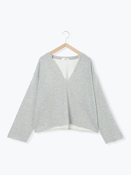 ◎裏毛深Vネックプルオーバー(グレー/ダークブラウン/ブルー)|Samansa Mos2 blue(サマンサモスモス ブルー)通販