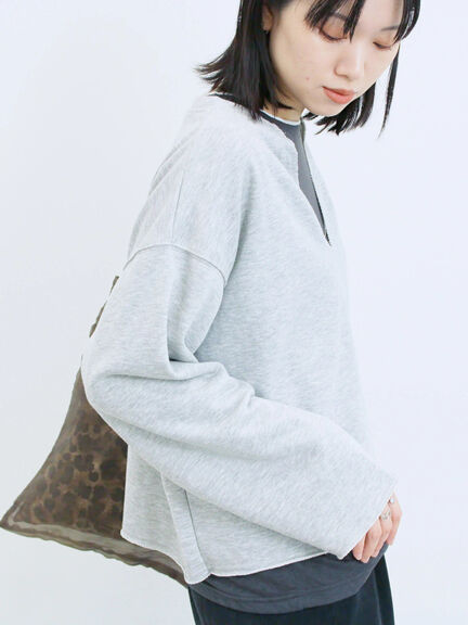 ◎裏毛深Vネックプルオーバー(グレー/ダークブラウン/ブルー)|Samansa Mos2 blue(サマンサモスモス ブルー)通販