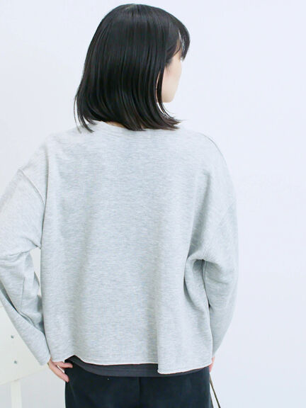 ◎裏毛深Vネックプルオーバー(グレー/ダークブラウン/ブルー)|Samansa Mos2 blue(サマンサモスモス ブルー)通販