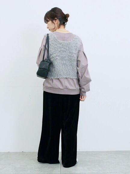 ◎ベロアワイドイージーパンツ(ブラック/ダークブラウン)|Samansa Mos2 blue(サマンサモスモス ブルー)通販