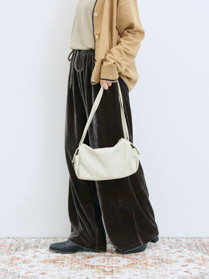 ◎ベロアワイドイージーパンツ(ブラック/ダークブラウン)|Samansa Mos2 blue(サマンサモスモス ブルー)通販