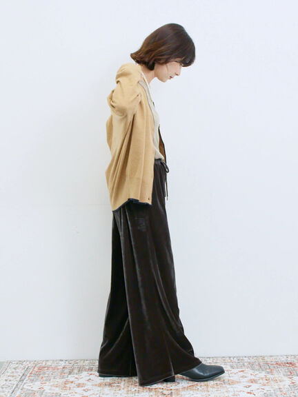 ◎ベロアワイドイージーパンツ(ブラック/ダークブラウン)|Samansa Mos2 blue(サマンサモスモス ブルー)通販