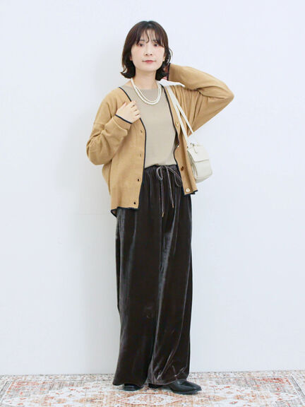 ◎ベロアワイドイージーパンツ(ブラック/ダークブラウン)|Samansa Mos2 blue(サマンサモスモス ブルー)通販