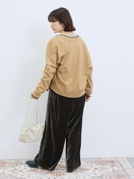 ◎ベロアワイドイージーパンツ(ブラック/ダークブラウン)|Samansa Mos2 blue(サマンサモスモス ブルー)通販