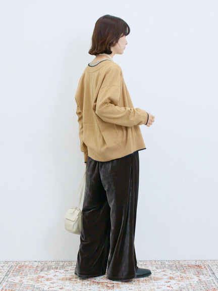 ◎ベロアワイドイージーパンツ(ブラック/ダークブラウン)|Samansa Mos2 blue(サマンサモスモス ブルー)通販