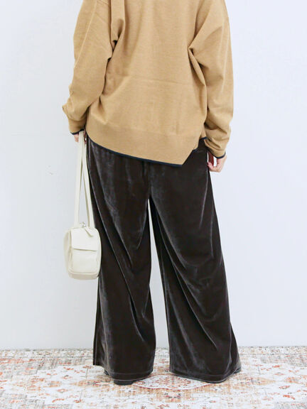 ◎ベロアワイドイージーパンツ(ブラック/ダークブラウン)|Samansa Mos2 blue(サマンサモスモス ブルー)通販