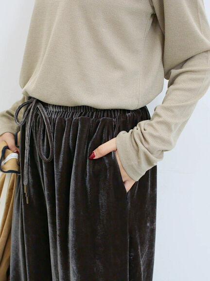 ◎ベロアワイドイージーパンツ(ブラック/ダークブラウン)|Samansa Mos2 blue(サマンサモスモス ブルー)通販