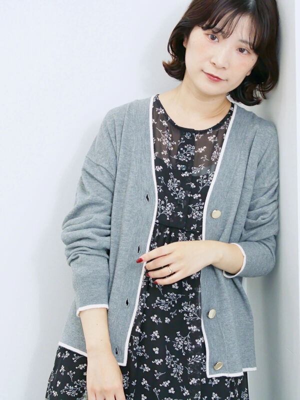 ◎ラインニットカーディガン(チャコールグレー)|Samansa Mos2 blue(サマンサモスモス ブルー)通販