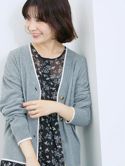 ◎ラインニットカーディガン(チャコールグレー/キャメル/ネイビー)|Samansa Mos2 blue(サマンサモスモス ブルー)通販