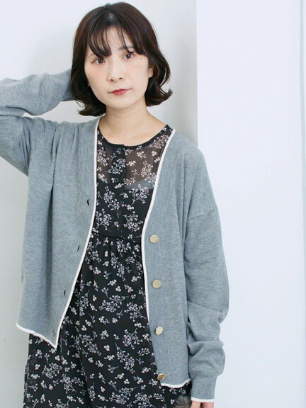 ◎ラインニットカーディガン(チャコールグレー/キャメル/ネイビー)|Samansa Mos2 blue(サマンサモスモス ブルー)通販