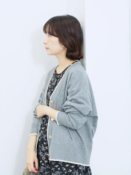 ◎ラインニットカーディガン(チャコールグレー/キャメル/ネイビー)|Samansa Mos2 blue(サマンサモスモス ブルー)通販