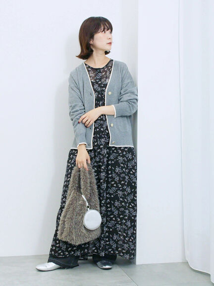 ◎ラインニットカーディガン(チャコールグレー/キャメル/ネイビー)|Samansa Mos2 blue(サマンサモスモス ブルー)通販