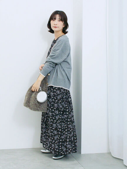 ◎ラインニットカーディガン(チャコールグレー/キャメル/ネイビー)|Samansa Mos2 blue(サマンサモスモス ブルー)通販