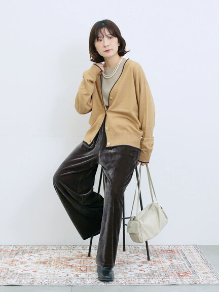 ◎ラインニットカーディガン(チャコールグレー/キャメル/ネイビー)|Samansa Mos2 blue(サマンサモスモス ブルー)通販