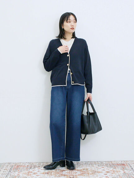 ◎ラインニットカーディガン(チャコールグレー/キャメル/ネイビー)|Samansa Mos2 blue(サマンサモスモス ブルー)通販