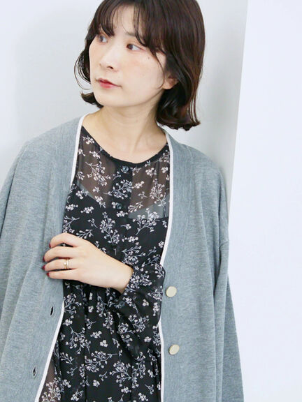 ◎ラインニットカーディガン(チャコールグレー/キャメル/ネイビー)|Samansa Mos2 blue(サマンサモスモス ブルー)通販