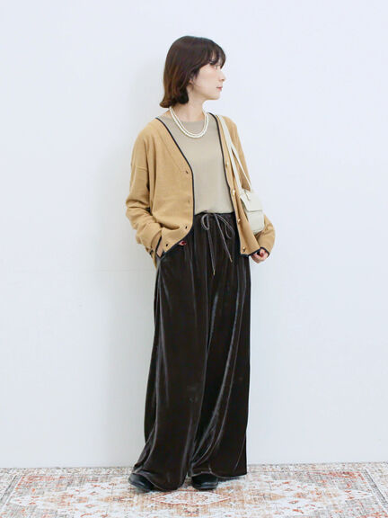 ◎ラインニットカーディガン(チャコールグレー/キャメル/ネイビー)|Samansa Mos2 blue(サマンサモスモス ブルー)通販