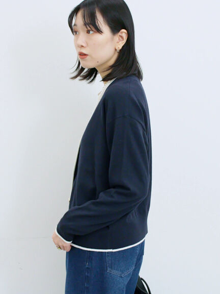 ◎ラインニットカーディガン(チャコールグレー/キャメル/ネイビー)|Samansa Mos2 blue(サマンサモスモス ブルー)通販