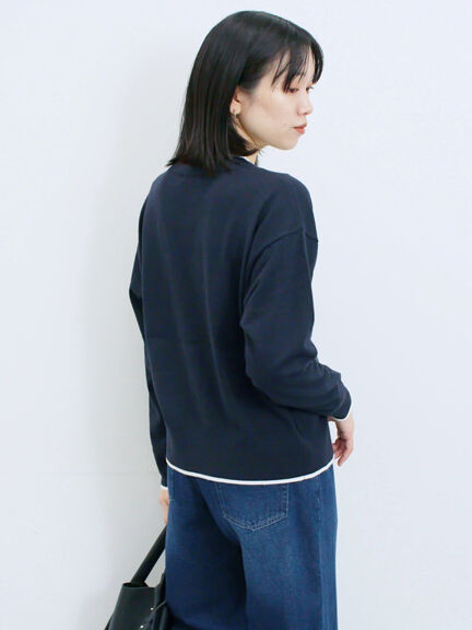 ◎ラインニットカーディガン(チャコールグレー/キャメル/ネイビー)|Samansa Mos2 blue(サマンサモスモス ブルー)通販