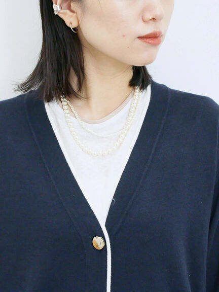 ◎ラインニットカーディガン(チャコールグレー/キャメル/ネイビー)|Samansa Mos2 blue(サマンサモスモス ブルー)通販