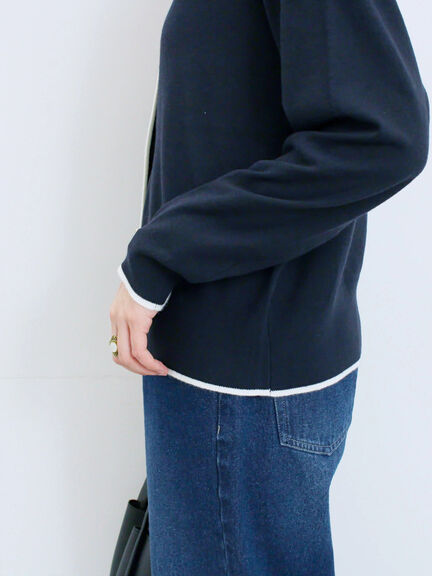 ◎ラインニットカーディガン(チャコールグレー/キャメル/ネイビー)|Samansa Mos2 blue(サマンサモスモス ブルー)通販