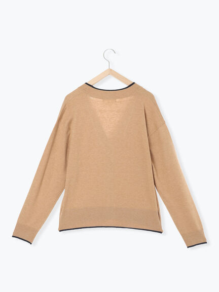 ◎ラインニットカーディガン(チャコールグレー/キャメル/ネイビー)|Samansa Mos2 blue(サマンサモスモス ブルー)通販