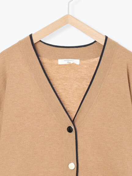 ◎ラインニットカーディガン(チャコールグレー/キャメル/ネイビー)|Samansa Mos2 blue(サマンサモスモス ブルー)通販