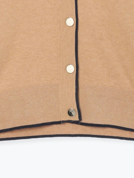 ◎ラインニットカーディガン(チャコールグレー/キャメル/ネイビー)|Samansa Mos2 blue(サマンサモスモス ブルー)通販