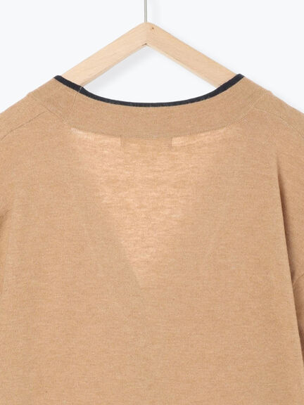 ◎ラインニットカーディガン(チャコールグレー/キャメル/ネイビー)|Samansa Mos2 blue(サマンサモスモス ブルー)通販