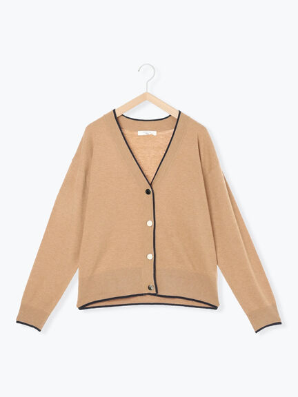 ◎ラインニットカーディガン(チャコールグレー/キャメル/ネイビー)|Samansa Mos2 blue(サマンサモスモス ブルー)通販