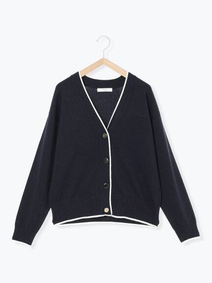 ◎ラインニットカーディガン(チャコールグレー/キャメル/ネイビー)|Samansa Mos2 blue(サマンサモスモス ブルー)通販