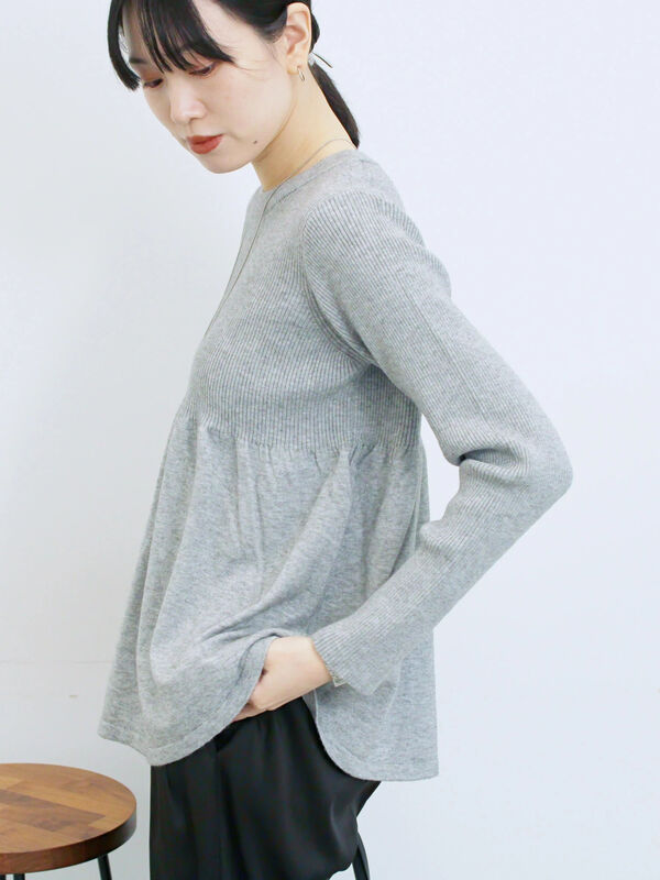 ◎ペプラムニットプルオーバー(TOPグレー)|Samansa Mos2 blue(サマンサモスモス ブルー)通販