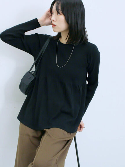 ◎ペプラムニットプルオーバー(ブラック/カーキ/TOPブラウン/TOPグレー)|Samansa Mos2 blue(サマンサモスモス ブルー)通販