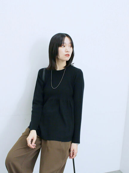 ◎ペプラムニットプルオーバー(ブラック/カーキ/TOPブラウン/TOPグレー)|Samansa Mos2 blue(サマンサモスモス ブルー)通販