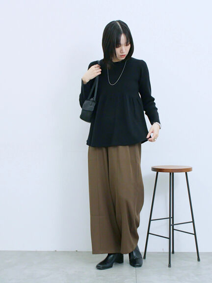 ◎ペプラムニットプルオーバー(ブラック/カーキ/TOPブラウン/TOPグレー)|Samansa Mos2 blue(サマンサモスモス ブルー)通販