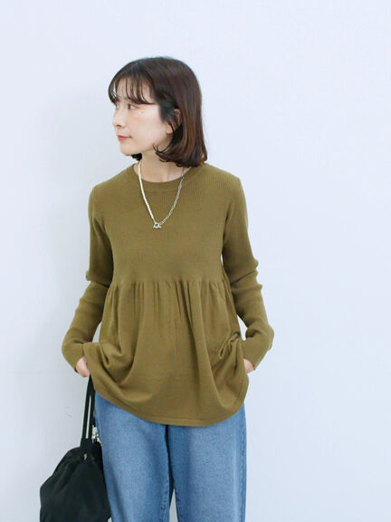 ◎ペプラムニットプルオーバー(ブラック/カーキ/TOPブラウン/TOPグレー)|Samansa Mos2 blue(サマンサモスモス ブルー)通販