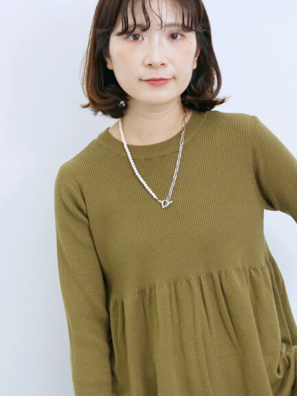 ◎ペプラムニットプルオーバー(ブラック/カーキ/TOPブラウン/TOPグレー)|Samansa Mos2 blue(サマンサモスモス ブルー)通販