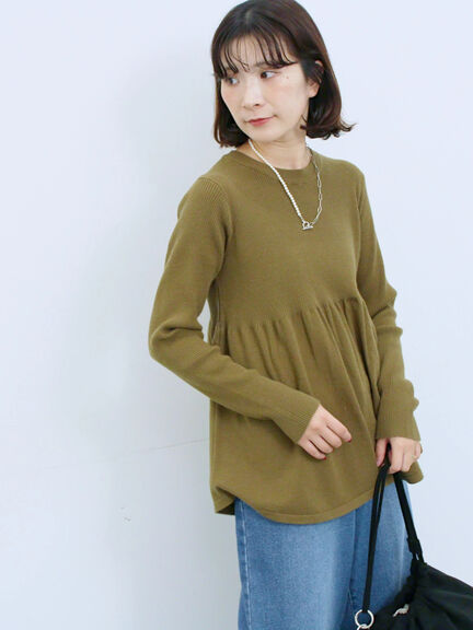 ◎ペプラムニットプルオーバー(ブラック/カーキ/TOPブラウン/TOPグレー)|Samansa Mos2 blue(サマンサモスモス ブルー)通販