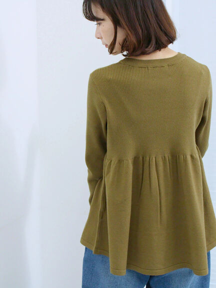 ◎ペプラムニットプルオーバー(ブラック/カーキ/TOPブラウン/TOPグレー)|Samansa Mos2 blue(サマンサモスモス ブルー)通販