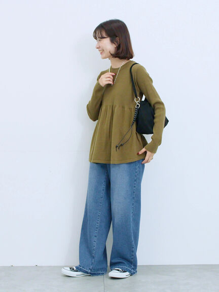 ◎ペプラムニットプルオーバー(ブラック/カーキ/TOPブラウン/TOPグレー)|Samansa Mos2 blue(サマンサモスモス ブルー)通販