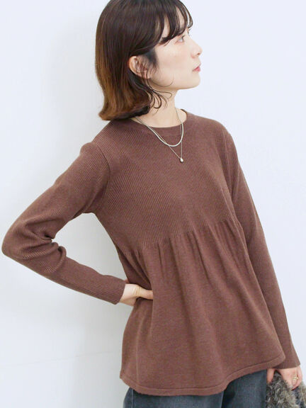 ◎ペプラムニットプルオーバー(ブラック/カーキ/TOPブラウン/TOPグレー)|Samansa Mos2 blue(サマンサモスモス ブルー)通販